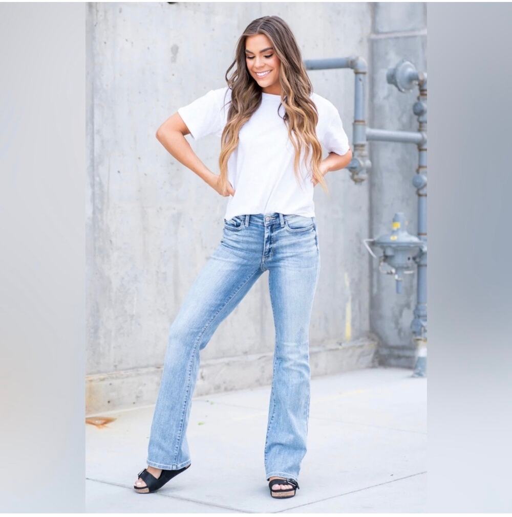 Judy Blue Jeans Womens 28 Rock Springs Mid Rise Boot Cut Western Bohemian Boho